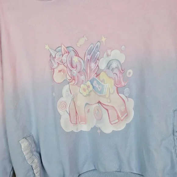 Catwish Pastel Unicorn Hoodie Pink Blue Ombre Kawaii Fairycore Sweatshirt - Picture 4 of 11